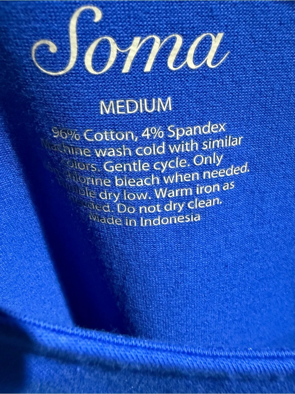 Soma Women's long Tank Top in Royal Blue